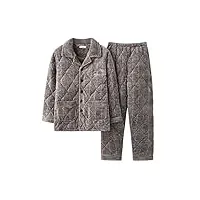 roltin home service pyjama matelassé épais à trois couches en velours pour homme taille plus en flanelle pour jeunes d'âge moyen et d'hiver (color : d, size : 3xl code) (