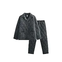 roltin pyjama matelassé à trois couches épais en velours pour homme winter plus en molleton de corail costume en coton pour homme (couleur : d, taille : xl code)