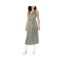 anne klein robe midi en maille plissée avec écharpe pour femme, noir/bagonia, 40