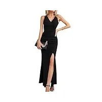 laughido robe de cocktail longue pour femme - robe d'été - Élégante - moulante - pour mariage et soirée, noir , xxl