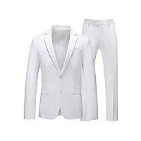 fulidngzg costume de mariage pour homme : vestes en tweed - blanc - coupe droite - coupe ajustée - pantalon de mariage - grande taille - 2 pièces - blazers d'affaires modernes, blanc., xxxxxxl