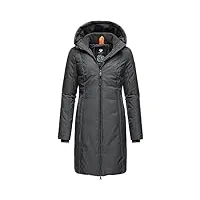 ragwear amarri manteau d'hiver chaud matelassé avec capuche pour femme xs-6xl, black23, xxl