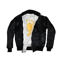 ryan gosling drive jacket - scorpion logo brodé matelassé bomber design - noir/blanc cosplay satin unisexe vestes, noir et blanc réversible, xl