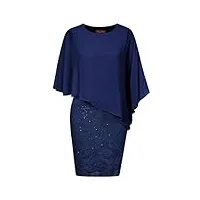 hanna nikole robe crayon en dentelle grande taille pour femme - robe décontractée à paillettes - tunique extensible - bleu foncé 54