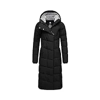 ragwear pavla extralong manteau d'hiver chaud matelassé long imperméable pour femme xs à 6xl, noir , m