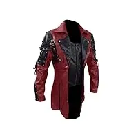 manteau frack pour homme - veste en cuir - steampunk - gothique - jupe de marche - imprimé renaissance - fête - veste de smoking médiévale victorien - blazer - uniforme pour homme - punk, rouge, xl