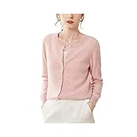 valin gilet cachemire 95% femme col rond rose solide couleur tricoté mince manches longues fin cardigan en cachemire et laine,38,spr2248
