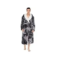pyjama d'hiver pour hommes, chemise de nuit, peignoir chaud à capuche pour hommes (couleur: a, taille: code l) (am)
