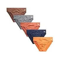 reebok sous-vêtements pour homme - slip taille basse à séchage rapide (lot de 5), bleu/orange/gris, large