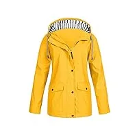 générique ciré femme coupe vent parka de pluie avec capuche casual zippé chaude veste de travail outdoor grande taille randonnée manteau pas cher mi saison adulte jacket jaune m