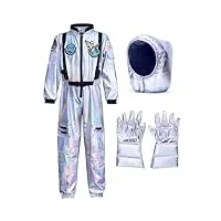 tacobear déguisement astronaute enfant avec astronaute casque gants costume astronaute jeu de rôle astronaute deguisement halloween carnaval pour garçon fille 3 4 6 7 8 9 10 11 12 ans (l)