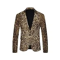 veste de costume à carreaux pour homme - coupe ajustée - rayures - costume léopard - décontracté - moderne - Élégant - 1 bouton - style britannique - manteau moderne - col à revers, jaune, l