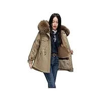 hantonghao veste d'hiver en fourrure de renard pour femmes, manteau tout-en-un avec doublure en fourrure de lapin rex