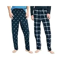 nautica lot de 2 pantalons de pyjama en polaire douce pour homme, maritime, xxl