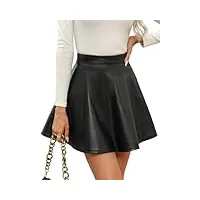 cupshe jupe courte en cuir synthétique pour femme - taille haute - taille haute - courte, noir , m