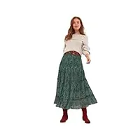 joe browns shirred waist beaded tiered maxi skirt jupe, green, 36 femme