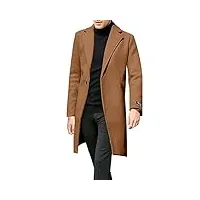 botcam manteau en laine pour homme - long - noir - coupe-vent - couleur unie - boutonnière funky - trench d'affaires - coupe-vent - m-5xl, b73, xl