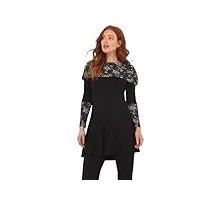 joe browns festive print long sleeve bardot tunic top chemise tunique, black, 36 femme