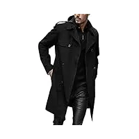 homme manteau homme long hiver double boutonnage trench coat homme long mode grande taille veste longue homme gothique outwear jacket casual couleur unie veste long homme hiver (black, xl)