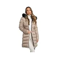 bolf femme veste d'hiver long avec capuche blouson a capuche coupe chaleur d'hiver d'automne loisir outdoor casual style b8202 beige xxl [d4d]