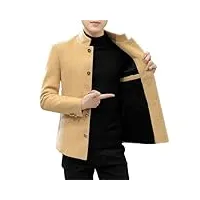 ustzftbcl blazer épais à col montant pour homme - version coréenne décontractée - tunique fine en laine - petite veste de costume, kaki, m