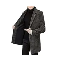 ustzftbcl vestes longues en laine pour hommes d'hiver à rayures décontractées trench coat slim social manteau hommes vêtements, kaki, l