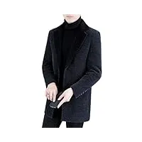ustzftbcl manteau en laine pour hommes hiver long décontracté d'affaires mélange de laine veste sociale streetwear pardessus épais chaud coupe-vent, noir , m