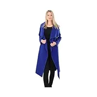 malito 3040 manteau long pour femme avec coupe cascade | trench avec ceinture | duffle coat doux | parka – veste, bleu roi, 34-40