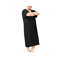 rafyzy hommes de grande taille chemise de nuit à manches courtes modal pyjamas chemise de nuit soft nightgowns 3xl-5xl,noir,5xl