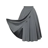 belle poque jupe trapèze évasée taille haute élastique pour femme bp0831a23, gris foncé, 52
