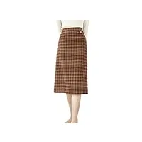 rehjjdfd jupe vintage à carreaux pour femme, jupe midi droite fendue, café abricot, 36