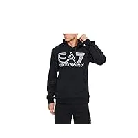 ea7 emporio armani pjshz sweat à capuche pour homme en coton, modèle 6rpm09, couleur noir/logo blanc, taille m, noir 1200, m
