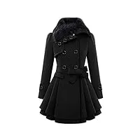 onaic manteau en laine pour femme - manteau de transition - grandes tailles - vestes en tweed - col montant - veste d'hiver élégante - trencoat à double boutonnage - manteau d'extérieur à manches