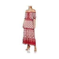 usha festival robe maxi avec imprimé intégral, rouge multicolore, xxl femme