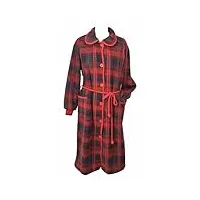 madame dutilleul robe de chambre laine des pyrénées boutonnée écossais rouge col claudine (fr/es, alpha/lettres, m, taille normale, taille normale)