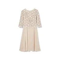 gina bacconi midi-length dress with lace bodice & chiffon skirt robe de cocktail, taupe, 46 femme