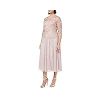 gina bacconi robe mi-longue en dentelle florale cocktail, rose, 42 femme