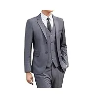 costume de veste décontractée pour hommes costume 3 pièces ensemble d'auto-réparation un costume de veste boutonnée veste veste veste pantalon veste (gris 2 bouton,m)