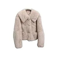 hantonghao manteau court et amincissant en fourrure de lapin rex pour femme, manteau d'hiver en fourrure entière