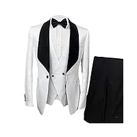 mariage pour hommes smoking d'affaires trois pièces cape polo smoking jacquard slim party costume costume costume (blanc,xs)