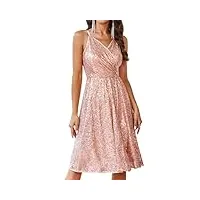 grace karin robe de soirée femme sans manche sequin robe brillante soirée mariée decl0526-1 rose or l