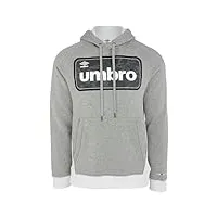 umbro men's pullover fleece hoodie, heather grey, small