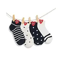 sockup coffret chaussettes coeur des garçons (lot x4) femmes hommes invisibles socquettes basses extensibles respirantes motif coeur coton (35-42)
