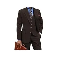 tiavllya costume en tweed pour homme - 3 pièces - vintage - costume de mariage d'affaires - mélange de laine - smokings blazer - gilet et pantalon, café, 52