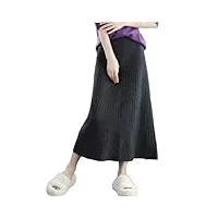hdhdeueh jupe en tricot longueur genou pour femme - jupe trapèze décontractée - taille haute, gris foncé 9., 36