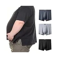 kfexlyng lot de 3 boxers pour homme - grands sous-vêtements modaux élastiques - confortables - doux et idéaux - sous-vêtements surdimensionnés avec coupe agrandie et ample - 7xl-13xl, noir, gris