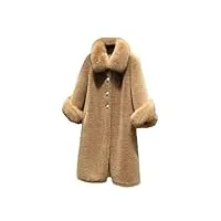 manteau de fourrure artificielle d'hiver, manteau long en mélange de laine léger et Épais, manteau À col en fourrure pour femmes