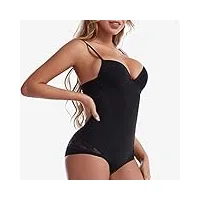 femmes body sexy dentelle jacquard butt lifter shapewear shaper corset strappy-back poitrine soutien sous-vêtements