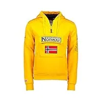 geographical norway gymclass men sweat à capuche et poche kangourou pour homme avec logo de la marque et manches longues, jaune moutarde, m