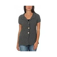 malito - gilet en tricot pour femme - cardigan long à manches courtes - cardigan basique avec boutons 5060, gris, 40 fr/44 fr